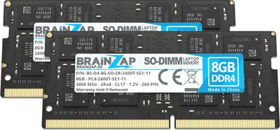 Produktbild von BRAINZAP 16GB DDR4 RAM SO-DIMM PC4-2400T-SE1-11 2Rx8 2400 MHz 1.2V CL17 Notebook Laptop Arbeitsspeicher Unbuffered Non-ECC (2x 8GB)