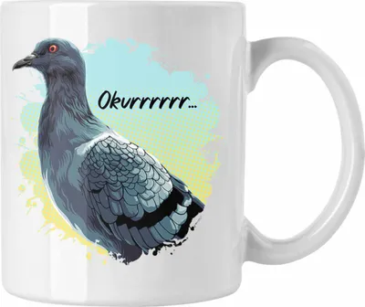 Produktbild von Trendation - Taubenzüchter Okurrrr Geschenk Zaubenzucht Zubehör Tauben Tasse Lustiger Spruch Taubenflüsterer Taubenliebhaber Becher (Weiß)