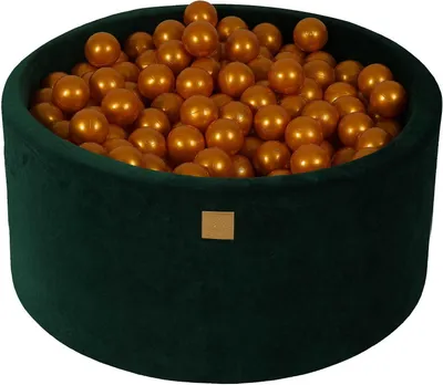 Produktbild von MeowBaby Dunkelgrün Bällebad rund 90x40cm, bälle: Gold H40cm