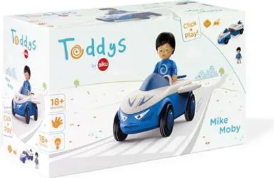 Produktbild von Toddys Spielzeugauto Mike Moby mit beweglicher Figur und Rückziehmotor