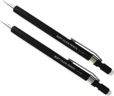 Produktbild von 2x Druckbleistifte 0,7mm m. Radierer 6 Bleistiftminen Fallbleistifte Set Stifte