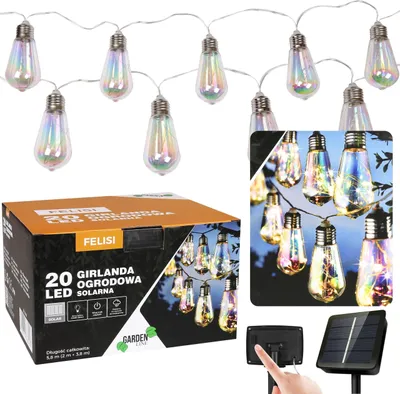 Produktbild von Solar Gartengirlande 20 LED, Lichterkette kaltweiß 5,8m