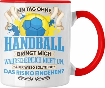 Produktbild von Trendation - Handball Tasse Geschenk für Handball-Spieler Spielerin Trainer Coach Lustiger Spruch Geschenkidee (Rot)