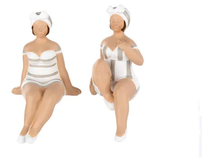 Produktbild von Gilde Kantensitzerfigur, Badenixe, "Becky", Kunstharz, grau, weiß, L. 7 cm, B. 7 cm, H. 9.5 cm 89414 4063387894149 2 Stück (2-fach sortiert)