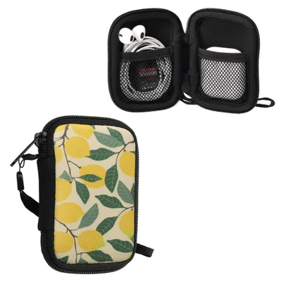 Produktbild von kwmobile In-Ear Kopfhörer Tasche kompatibel mit in-ear Headphones - Hülle Neopren Cover Case - Innenmaße - Etui in Gelb Grün Beige