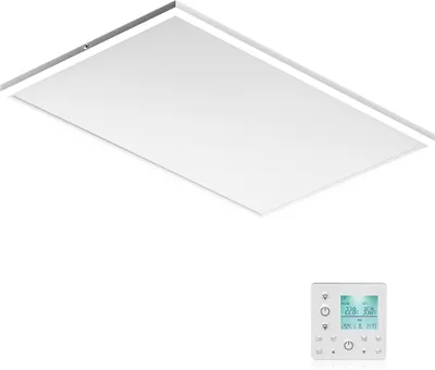Zdjęcie produktu dla Sufitowy promiennik podczerwieni Wiltec 660 W, sufitowy promiennik podczerwieni z oświetleniem LED 108 x 63 x 3,5 cm, promiennik podczerwieni z termostatem
