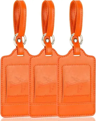 Obrázok produktu pre Teskyer prívesok na batožinu Imitácia kože oranžová 3 kusy