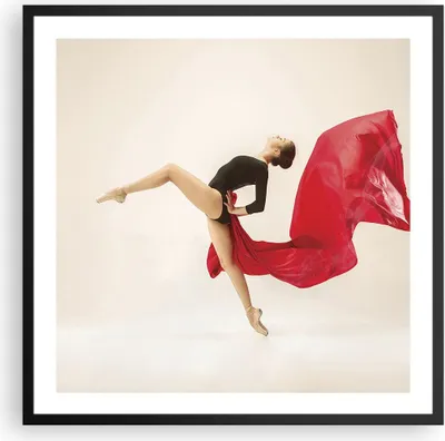 Produktbild von Gerahmtes Poster - Schwarzer Rahmen - Ballerina Tanz Rot - 60x60 cm - Wand Bild - Wanddeko - Wandbilder - Kunstposter - Wandposter - Bilderrahmen - Bilder - Kunstdruck - P2BAC60x60-4437