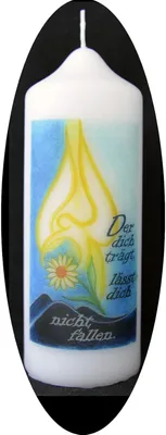 Produktbild von Tischkerze mit dem Spruch „Der dich trägt“, ca. 160/60 mm