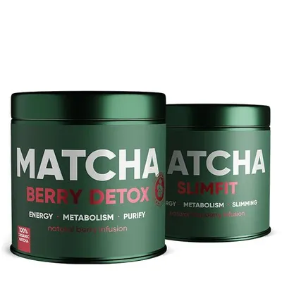 Produktbild von WOW TEA Das Perfekte Matcha-Duo – Premium Matcha Berry Detox & SlimFit mit 21-Tage Detoxprogramm – Natürlich und effektiv in Geschmack & Wirkung