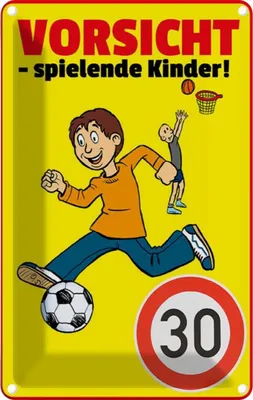 Produktbild von vianmo Blechschild 18x12 cm Vorsicht spielende Kinder 30Kmh Warnschild Hinweisschild Sicherheit