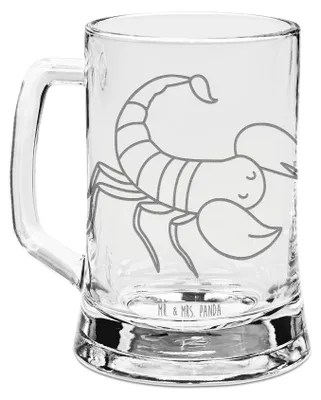 Produktbild von Mr. & Mrs. Panda Glaskrug Sternzeichen Skorpion - Transparent - Geschenk, Bierkrug Mit Gravur, Geburtstag Oktober, Krug, Glas, Tierkreiszeichen, Humpen, Bierhumpen