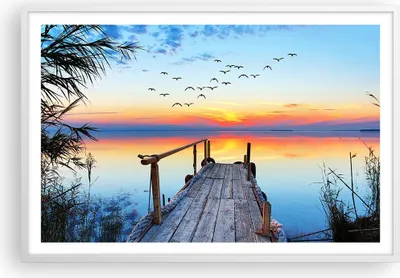 Produktbild von Gerahmtes Poster - Weißer Rahmen - Brücke See - 91,5x61 cm - Wand Bild - Wanddeko - Wandbilder - Kunstposter - Wandposter - Bilderrahmen - Bilder - Kunstdruck - Wandbild - P2WAA91x61-3818
