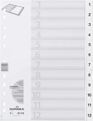 Obrázok produktu pre DURABLE Register A4 1-12 hoch weiß