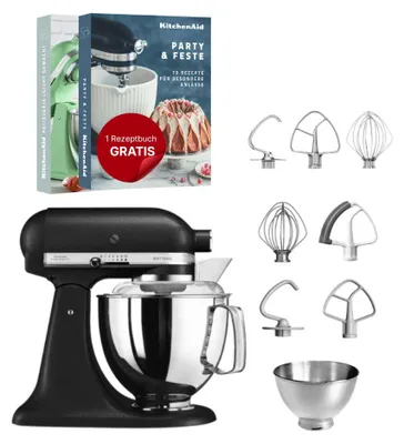 Produktbild von KitchenAid 4,8 L 5KSM175 Artisan Küchenmaschine inkl. Edelstahl-Werkzeugen Gusseisen Schwarz