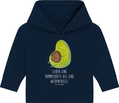 Produktbild von Mr. & Mrs. Panda Organic Baby Hoodie Avocado Pfeifen 24. - 36. Monat - French Navy - Geschenk, Abnehmen, Kapuzenshirt, Diät, Schwanger, Kapuzensweatshirt