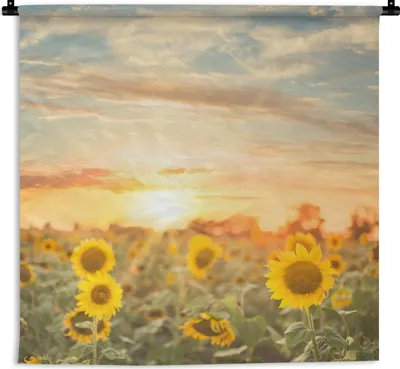 Produktbild von MuchoWow® Wandteppich Wandbehang Sonnenblume - Sonne - Blumen 90x90 cm Tapisserie Dekoration Wandtuch - Wandaufhänger