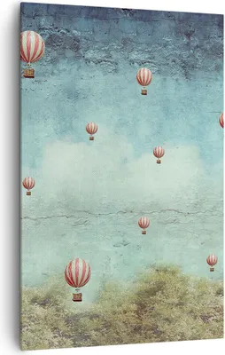 Produktbild von Bild auf Leinwand - Leinwandbild - Einteilig - Baloons Phantasie Illustration Fantasie - 80x120cm - Wand Bild - Wandbilder - Leinwanddruck - Wanddekoration - Leinwand bilder - Wandbild - PA80x120-3065