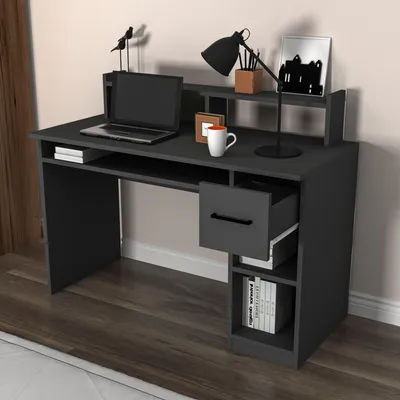 Immagine prodotto di Roletto - Scrivania, 120x93x55h cm Nero Antracite, 5 Ripiani