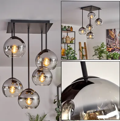 Produktbild von Cesaro Deckenlampe aus Metall/Glas in Schwarz/Chromfarben/Klar