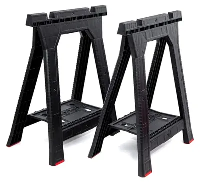 Produktbild von 2er Set Arbeitsbock aus Kunststoff mit Ablage, Belastung bis 350 kg, Klappbock, Böcke, Unterstellbock, Gerüstbock