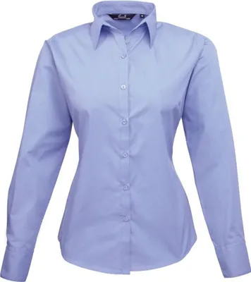 Image de Premier Workwear , Chemisier à manches longues en popeline pour femme, bleu moyen, 38 (S/10)