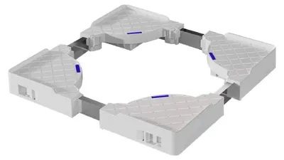 Image de Support pour machine à laver sur roulettes, réglable en hauteur de 45 à 65 cm, capacité jusqu'à 200 kg, couleur blanche