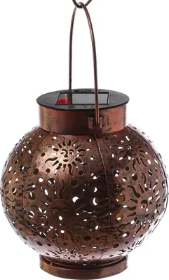Produktbild von LED Solarhänger "Sunny" warmweiß Kupferfarben 16x15cm Solar-Tischleuchte 1039