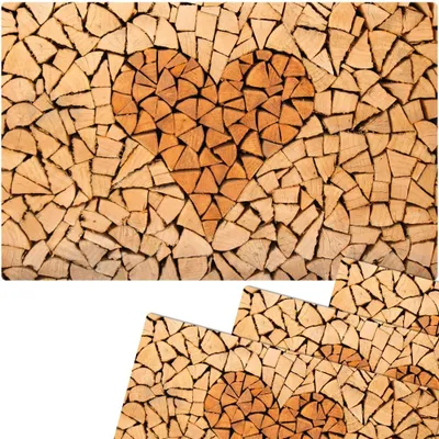 Produktbild von Abwaschbare Tischsets 4er Set Landhaus-Stil Herz Holz-Optik