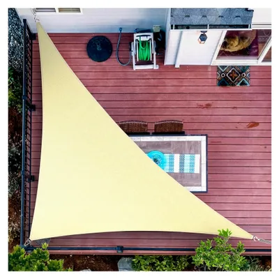 Produktbild von Dreieckiges Sonnensegel, 3 x 3 m, wasserdurchlässig und UV-geschützt, strapazierfähig, langlebig, für Terrasse, Garten, Hinterhof, Beige