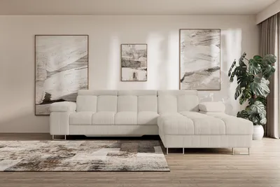 Produktbild von ALTDECOR Ecksofa mit Schlaffunktion und Bettkasten - COMA L - 271x203x79 - Grau Corner Sofa Eckcouch Couch L-Form, links/rechts angeordnet, Schlafcouch Ausziehbar Wohnlandschaft