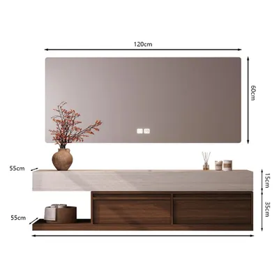 Immagine prodotto di Lavabo in Vetroceramica Set di lavabi con specchio e mobile a LED 130*55【RW016】