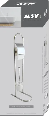 Immagine prodotto di MSV 140383 Set per WC a pavimento Scopino per WC Scopino per WC in acciaio inox 16x30x83cm