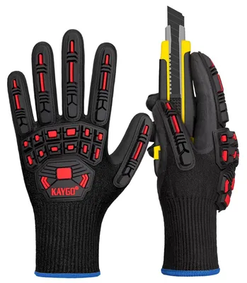 Imagen del producto de Guantes de trabajo con protección de TPR, resistentes al corte, nivel C, revestimiento de nitrilo, talla M, para construcción y