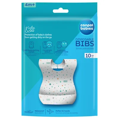 Produktbild von Canpol babies Wasserdichte Einweg-Lätzchen mit Auffangtasche, 10 St., 1/800