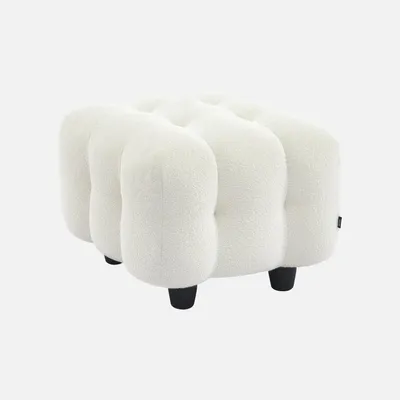 Produktbild von sweeek - Sitzhocker Fußhocker mit strukturiertem Bouclébezug für 2-Sitzer Sofa Leon  - Creme