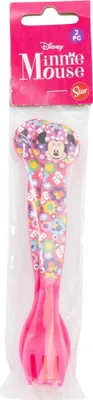 Obrázok produktu pre Detský príbor Minnie, opakovane použiteľný, plastový, pozostávajúci z vidličky a lyžice, 2 kusy