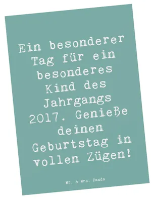 Produktbild von Mr. & Mrs. Panda Postkarte Spruch 2017 Geburtstag - Meeresbrise - Geschenk, Liebe, einzelkarte, Geburtstagsgeschenk, Postkarten, Handgefertigt, Happy Birthday, Freude
