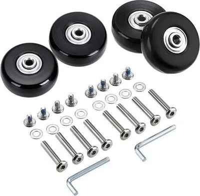Produktbild von 4er-Satz - 50x18mm Reisetaschen-Ersatzrollen, Gummiknickrollen - Lagerreparatursets, schwarz