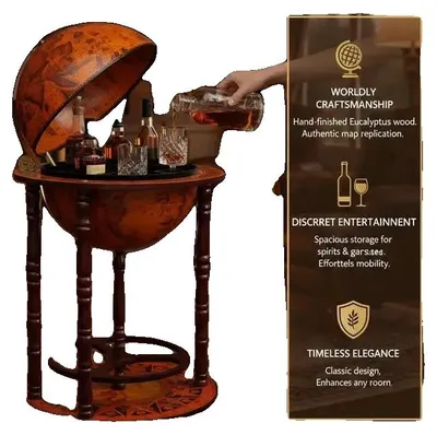 Produktbild von Weinhalter, Eukalyptusholz, globusförmiges Design, Dunkelkhaki