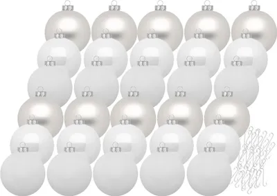 Produktbild von Weihnachtskugeln Just White 30 Stk 6cm + Haken