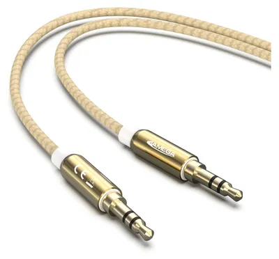 Produktbild von AUX Kabel 3,5mm Klinke-Stecker Klinken Stereo für iPhone TV Boxen Gold, 2m