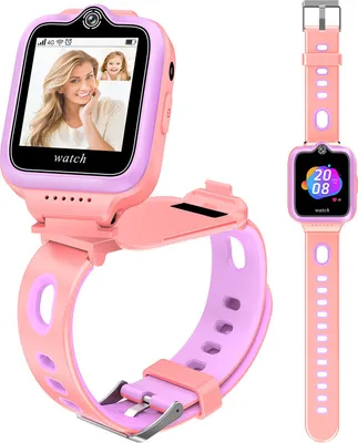 Produktbild von （Rosa）Kinder Smartwatch mit GPS-Telefonuhr  4G-WLAN-Videoanruf Smart watch mit 360° Drehung und Dual-Kamera-SOS  Schrittzähler Spielzeuggeschenk zum Weihnachtsgeburtstag für Kinder, Jungen und Mädchen