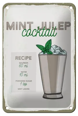 Produktbild von Blechschild Rezept Mint Julep Cocktail Recipe 12x18cm Dekoration