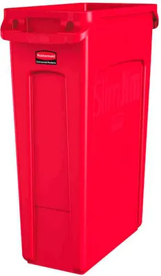 Produktbild von Rubbermaid Slim Jim Mülleimer mit Belüftungskanälen | 87 Liter, HxBxT 76,2x28x56cm | Rot