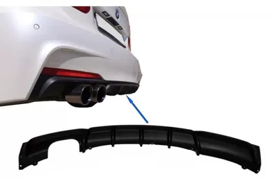 Productafbeelding van Achterspoiler diffuser voor BMW 3-serie F30 F31, modeljaar 2011 en later, met M-Performance uitstraling, voor de linkeruitlaat.