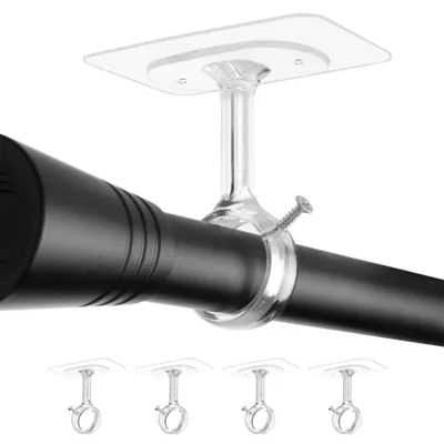 Image de Ensemble de 4 tringles à rideaux sans perçage, pour plafond et mur