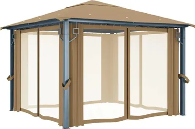 Obrázok produktu pre vidaXL Altánok so závesom 300x300 cm Taupe Hliník