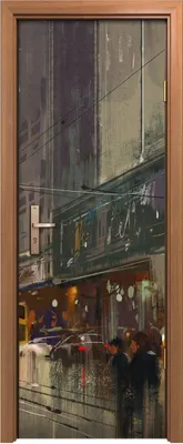Produktbild von Türposter 70x200 cm Türaufkleber Türtapete Türfolie Klebefolie Kunst städtische Stadt Straße Malerei