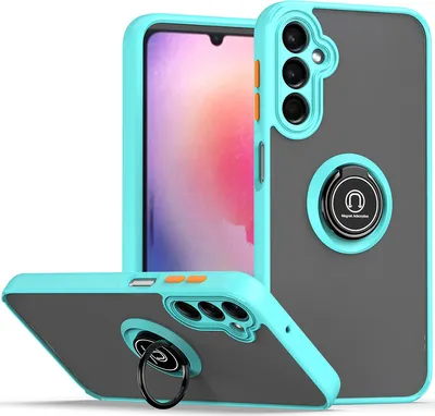 Produktbild von Galaxy A24 4G Hülle, Ring Halter Ständer Matte Transluzent TPU Rahmen Stoßfest Schutzhülle für Samsung Galaxy A24 4G Hellblau